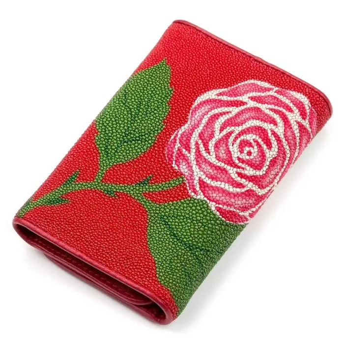 Гаманець жіночий STINGRAY LEATHER 18077 із натуральної шкіри морського ската Червоний