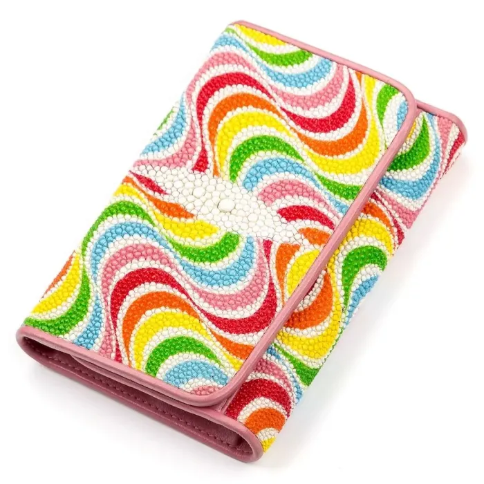 Гаманець жіночий STINGRAY LEATHER 18080 із натуральної шкіри морського ската Різнокольоровий