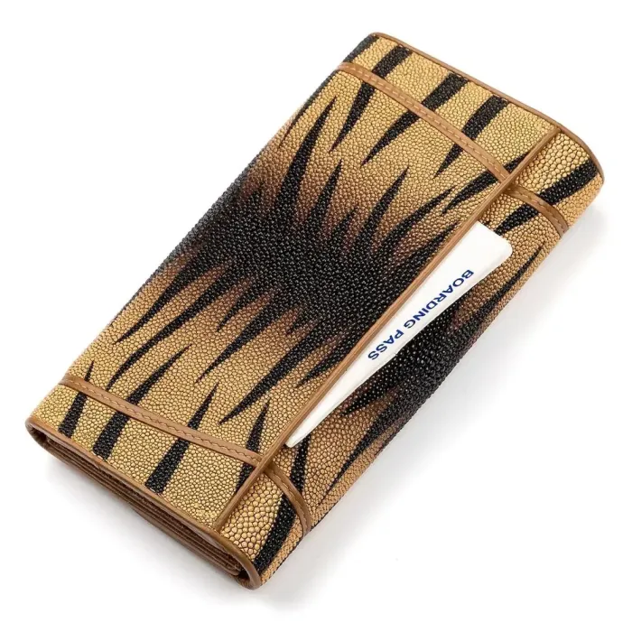 Гаманець жіночий STINGRAY LEATHER 18087 з натуральної шкіри морського ската Коричневий