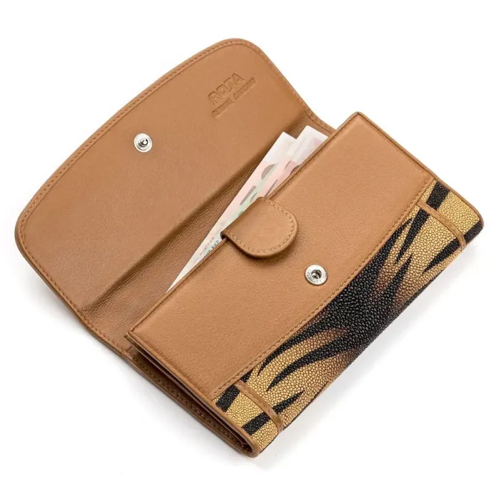 Гаманець жіночий STINGRAY LEATHER 18087 з натуральної шкіри морського ската Коричневий