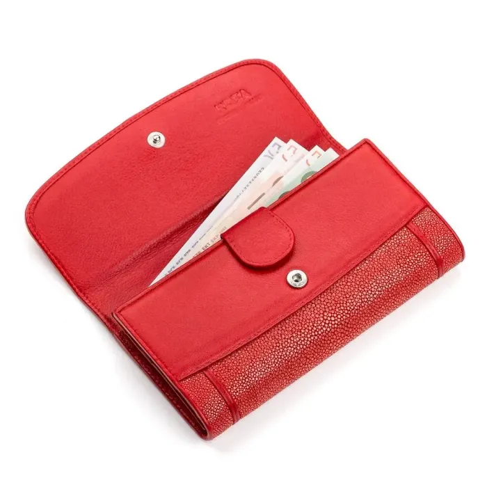 Гаманець жіночий STINGRAY LEATHER 18088 із натуральної шкіри морського ската Червоний