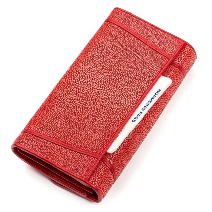 Гаманець жіночий STINGRAY LEATHER 18088 із натуральної шкіри морського ската Червоний