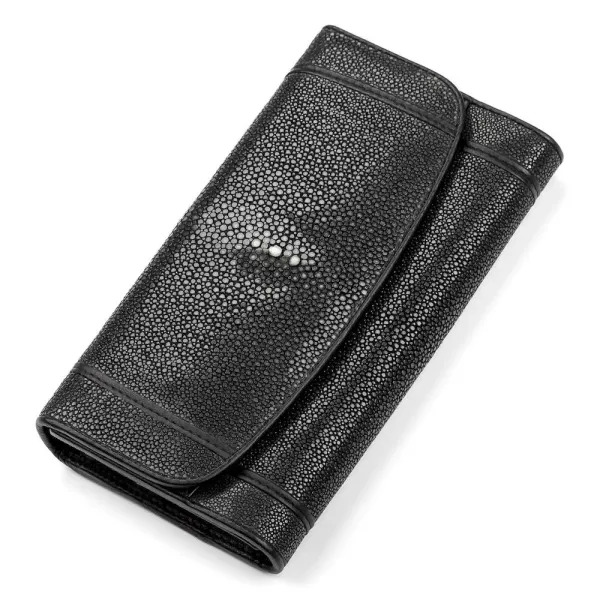 Гаманець жіночий STINGRAY LEATHER 18089 із натуральної шкіри морського ската Чорний