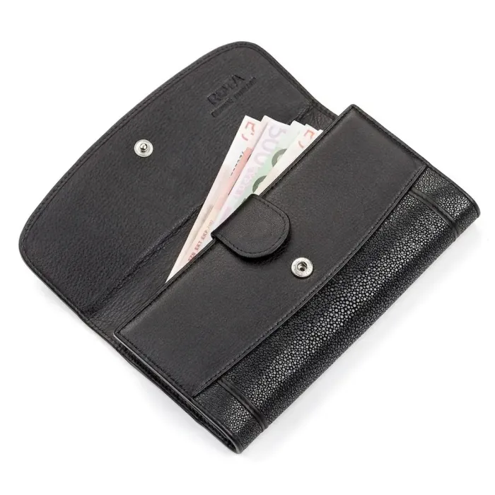 Гаманець жіночий STINGRAY LEATHER 18089 із натуральної шкіри морського ската Чорний