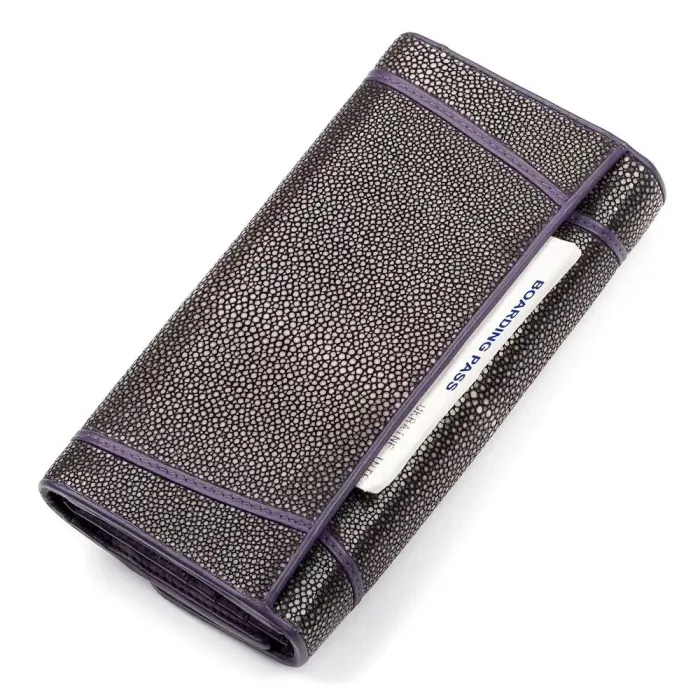 Гаманець жіночий STINGRAY LEATHER 18090 із натуральної шкіри морського ската Фіолетовий