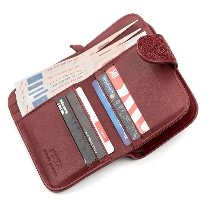 Гаманець жіночий STINGRAY LEATHER 18092 із натуральної шкіри морського ската Бордовий