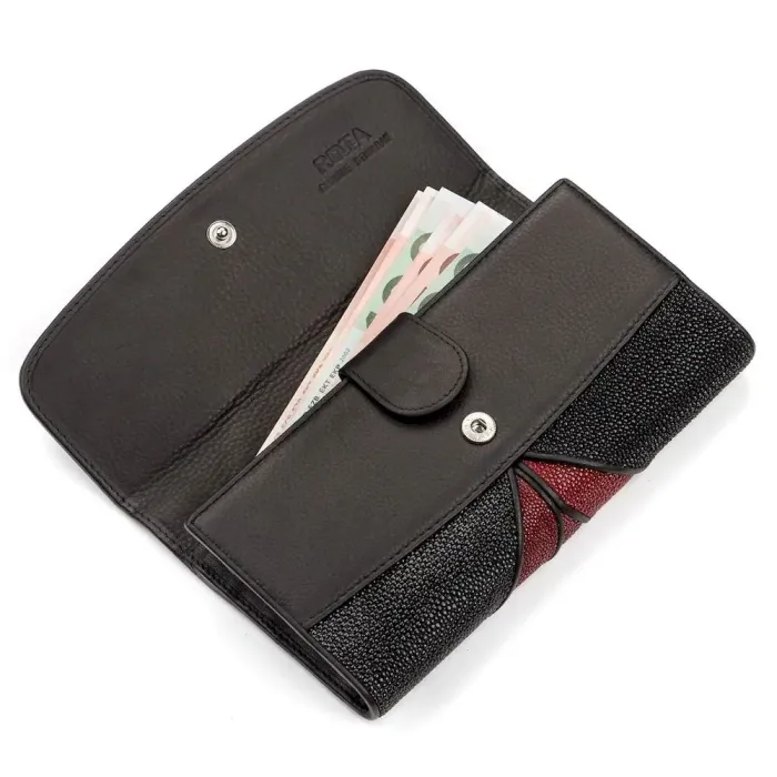 Гаманець жіночий STINGRAY LEATHER 18094 із натуральної шкіри морського ската Чорний