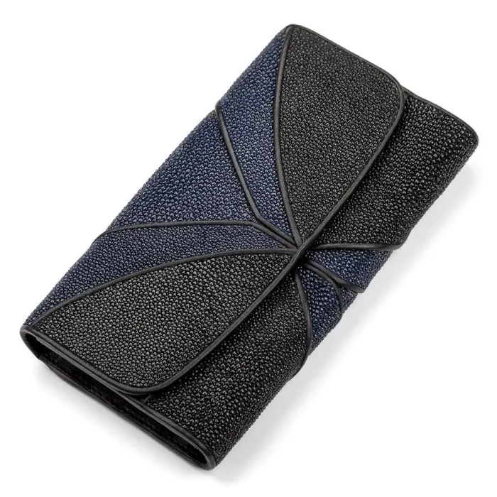 Гаманець жіночий STINGRAY LEATHER 18095 із натуральної шкіри морського ската Чорний