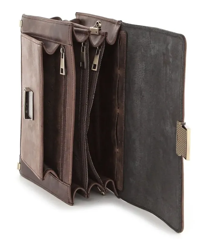 Барсетка SHVIGEL 00760 із вінтажної шкіри Коричнева