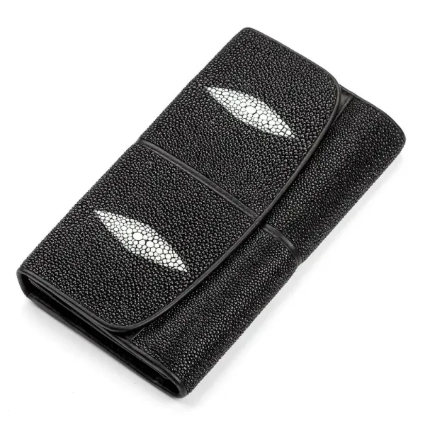 Гаманець жіночий STINGRAY LEATHER 18099 із натуральної шкіри морського ската Чорний