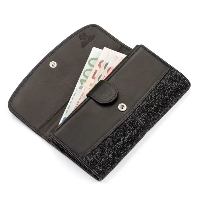 Гаманець жіночий STINGRAY LEATHER 18099 із натуральної шкіри морського ската Чорний