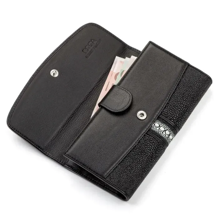 Гаманець жіночий STINGRAY LEATHER 18100 із натуральної шкіри морського ската Чорний
