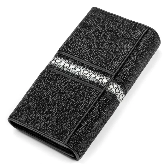 Гаманець жіночий STINGRAY LEATHER 18100 із натуральної шкіри морського ската Чорний