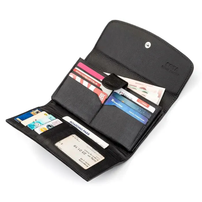 Гаманець жіночий STINGRAY LEATHER 18100 із натуральної шкіри морського ската Чорний