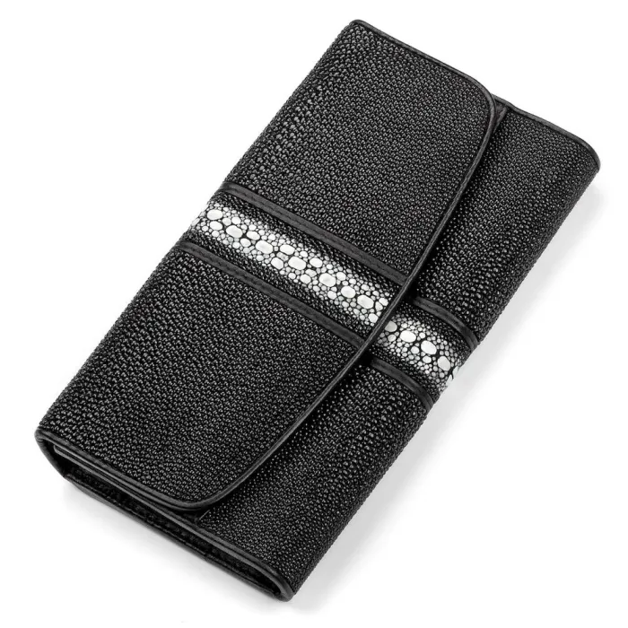 Гаманець жіночий STINGRAY LEATHER 18100 із натуральної шкіри морського ската Чорний