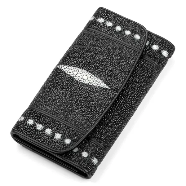 Гаманець жіночий STINGRAY LEATHER 18101 із натуральної шкіри морського ската Чорний