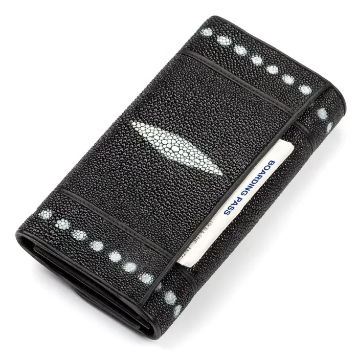 Кошелек женский STINGRAY LEATHER 18101 из натуральной кожи морского ската Черный