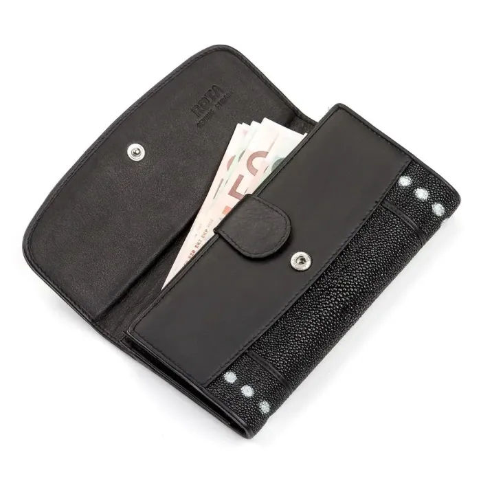 Кошелек женский STINGRAY LEATHER 18101 из натуральной кожи морского ската Черный