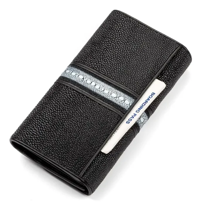 Гаманець жіночий STINGRAY LEATHER 18102 із натуральної шкіри морського ската Чорний