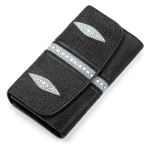 Гаманець жіночий STINGRAY LEATHER 18102 із натуральної шкіри морського ската Чорний