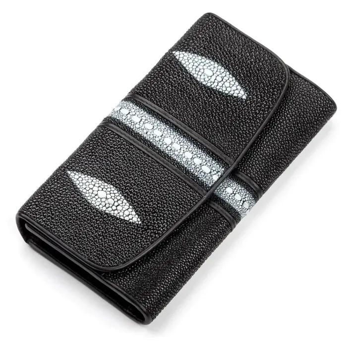 Гаманець жіночий STINGRAY LEATHER 18102 із натуральної шкіри морського ската Чорний