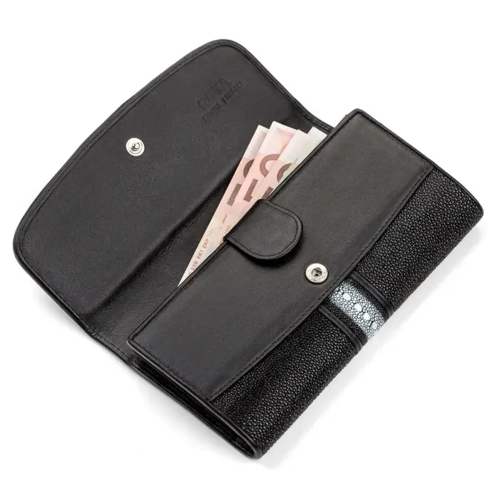 Гаманець жіночий STINGRAY LEATHER 18102 із натуральної шкіри морського ската Чорний