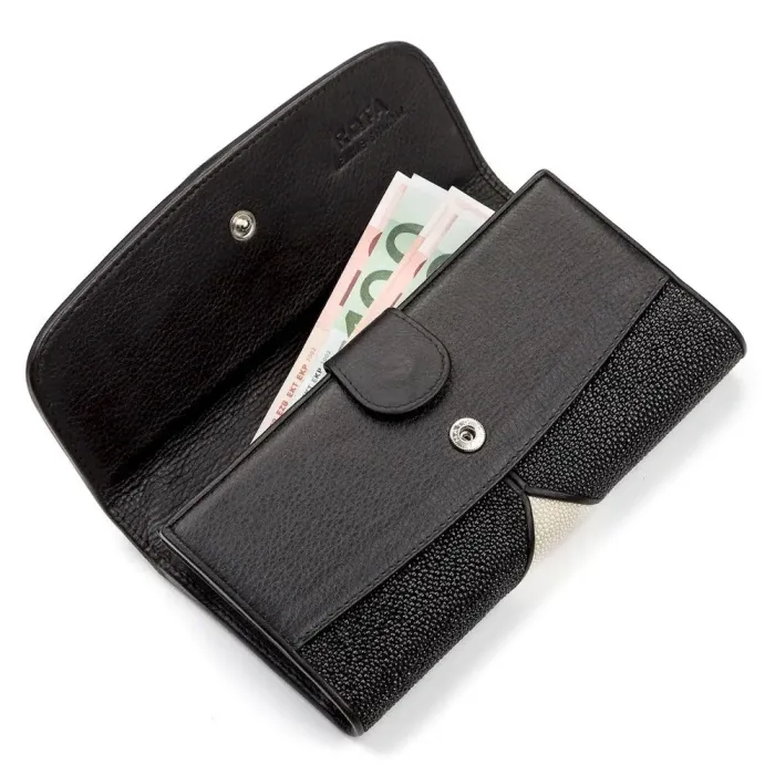 Гаманець жіночий STINGRAY LEATHER 18103 із натуральної шкіри морського ската Чорний