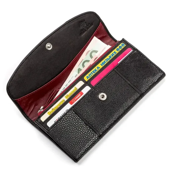 Гаманець жіночий STINGRAY LEATHER 18113 із натуральної шкіри морського ската Чорний