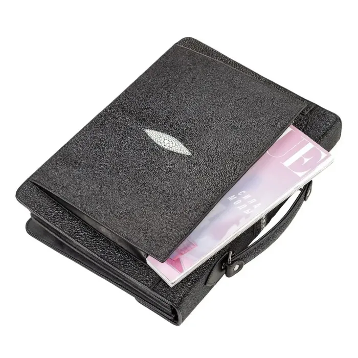 Портфель STINGRAY LEATHER 18114 із натуральної шкіри морського ската Чорний