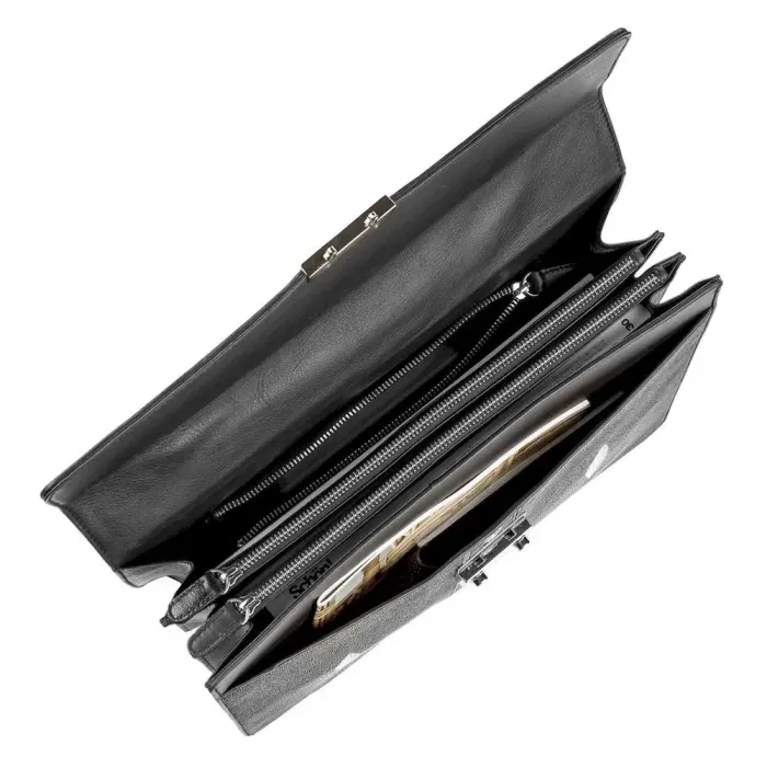 Портфель STINGRAY LEATHER 18114 із натуральної шкіри морського ската Чорний