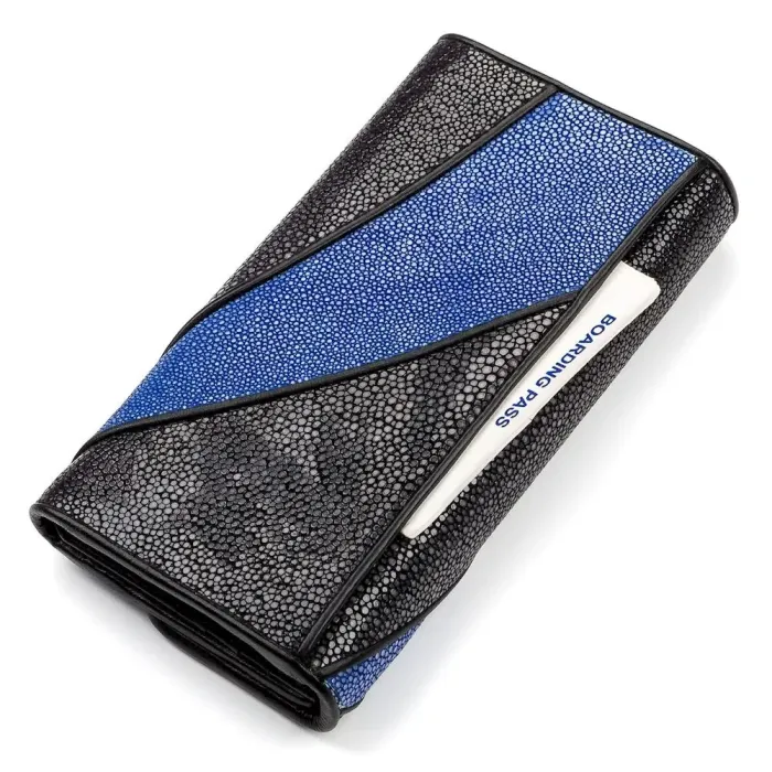 Гаманець жіночий STINGRAY LEATHER 18115 із натуральної шкіри морського ската Чорний