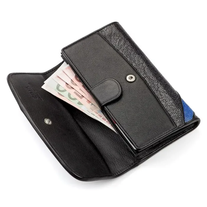 Гаманець жіночий STINGRAY LEATHER 18115 із натуральної шкіри морського ската Чорний