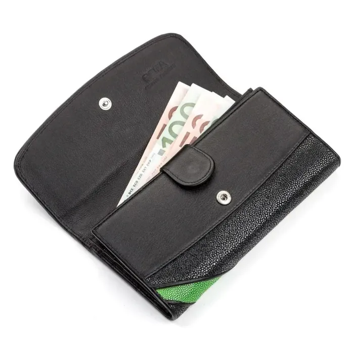 Гаманець жіночий STINGRAY LEATHER 18116 із натуральної шкіри морського ската Чорний