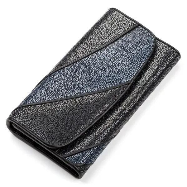Гаманець жіночий STINGRAY LEATHER 18119 із натуральної шкіри морського ската Чорний