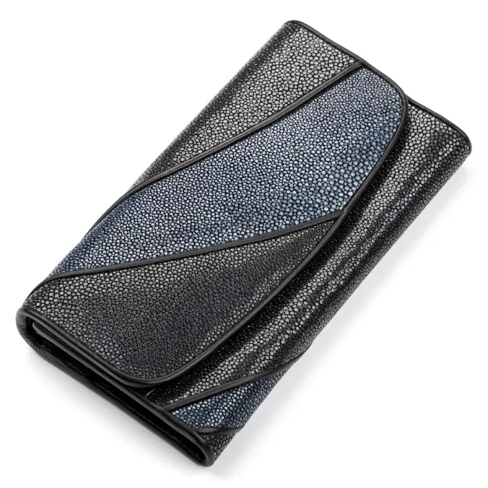 Гаманець жіночий STINGRAY LEATHER 18119 із натуральної шкіри морського ската Чорний
