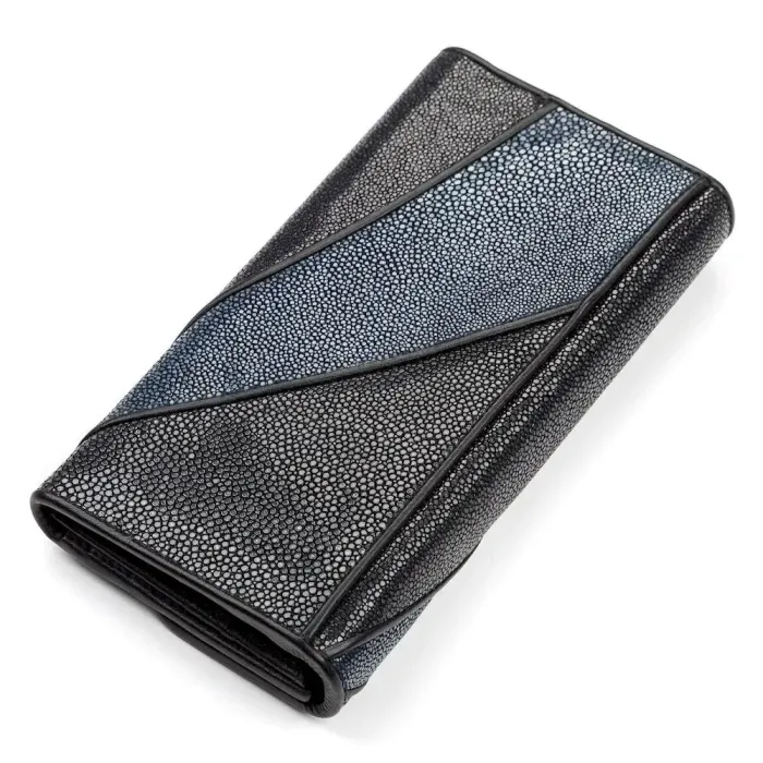 Гаманець жіночий STINGRAY LEATHER 18119 із натуральної шкіри морського ската Чорний