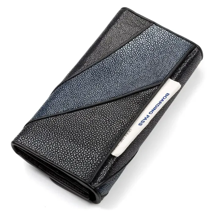 Гаманець жіночий STINGRAY LEATHER 18119 із натуральної шкіри морського ската Чорний
