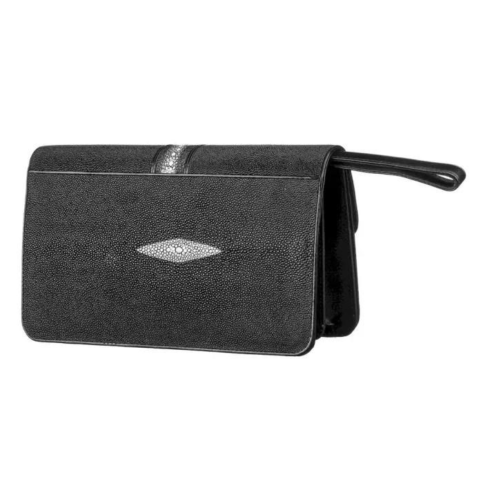 Барсетка мужская STINGRAY LEATHER 18121 из натуральной кожи морского ската Черная