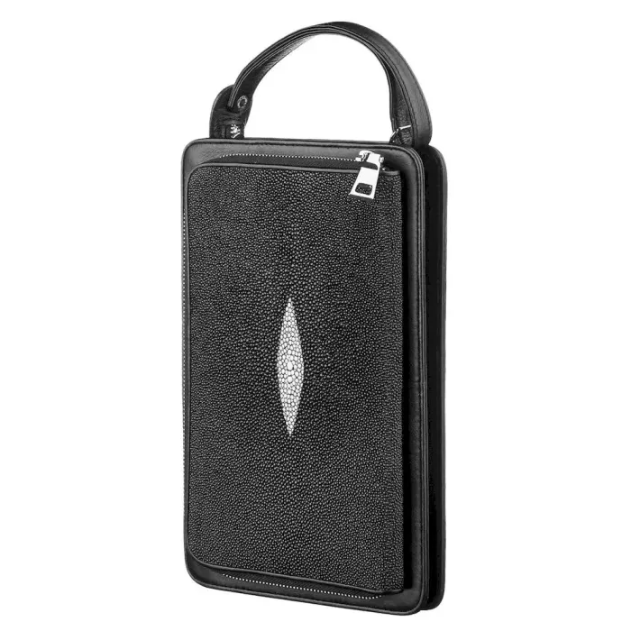 Барсетка чоловіча STINGRAY LEATHER 18122 із натуральної шкіри морського ската Чорна
