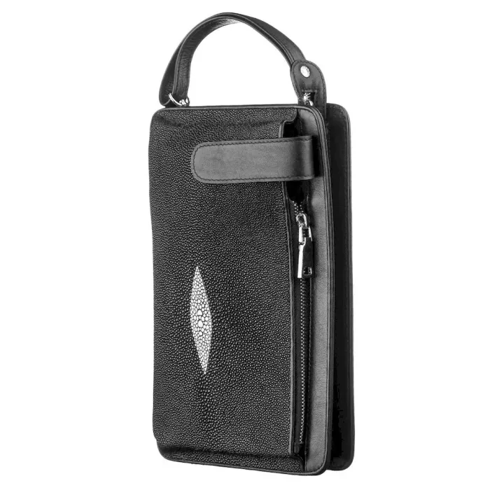Барсетка чоловіча STINGRAY LEATHER 18122 із натуральної шкіри морського ската Чорна