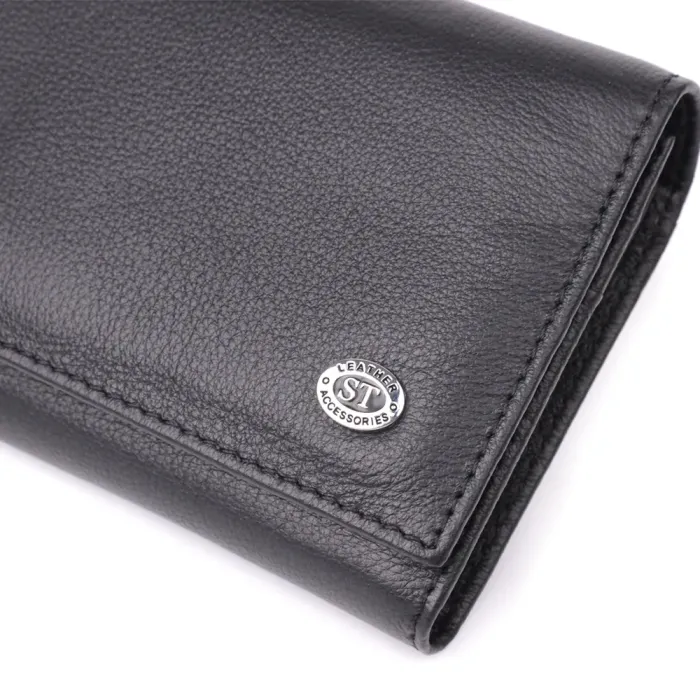 Солідний жіночий гаманець із натуральної шкіри ST Leather 23088 Чорний