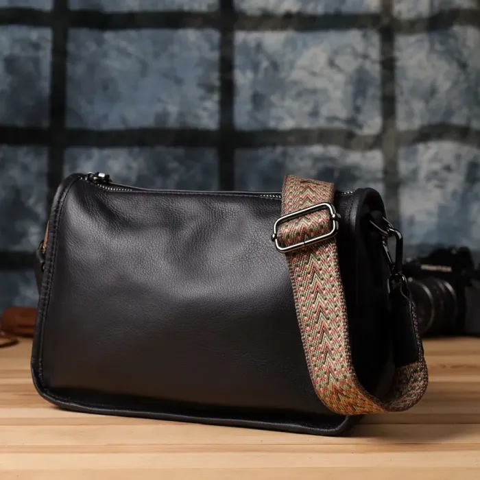 Стильна сумка на плече з натуральної шкіри Vintage 23001 Чорний