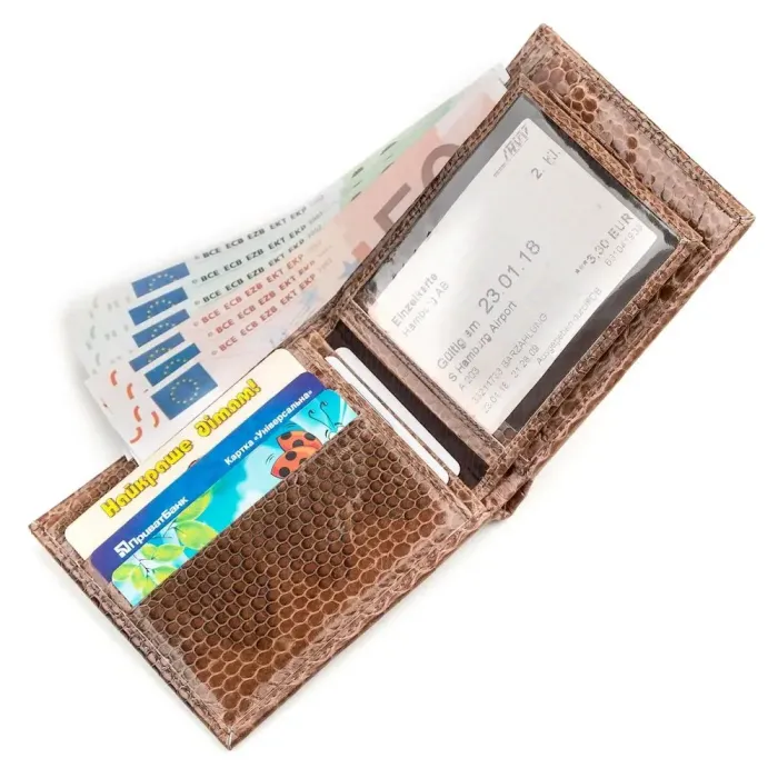 Кошелек SEA SNAKE LEATHER 18142 из натуральной кожи морской змеи Коричневый