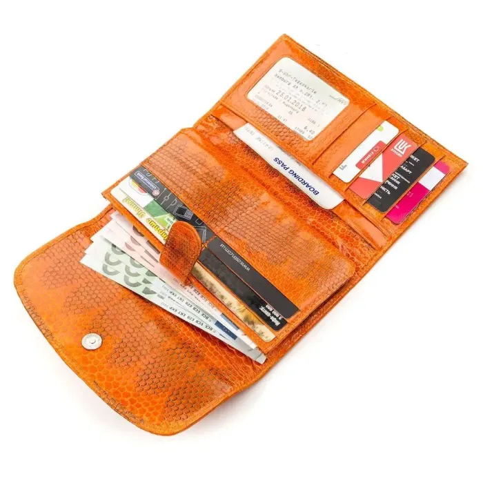 Гаманець жіночий SEA SNAKE LEATHER 18151 із натуральної шкіри морської змії Помаранчевий