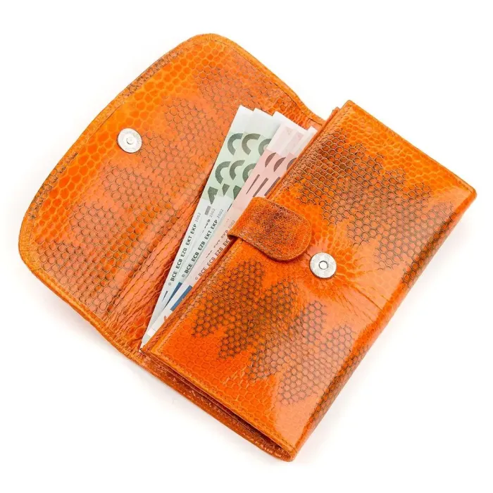 Гаманець жіночий SEA SNAKE LEATHER 18151 із натуральної шкіри морської змії Помаранчевий