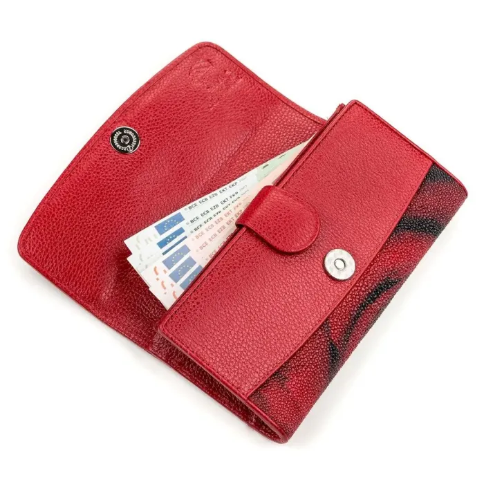 Гаманець жіночий STINGRAY LEATHER 18157 із натуральної шкіри морського ската Червоний