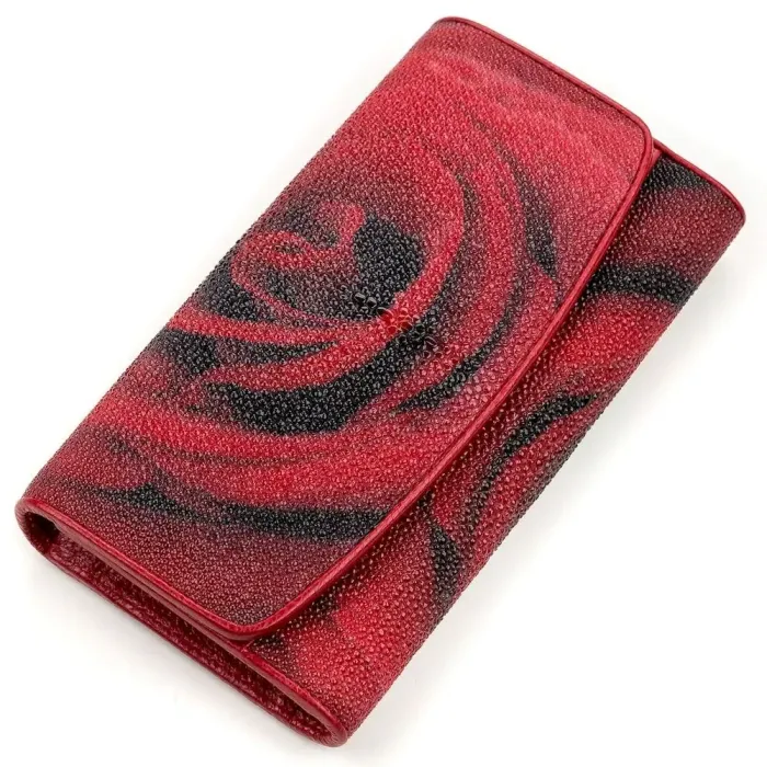 Гаманець жіночий STINGRAY LEATHER 18157 із натуральної шкіри морського ската Червоний