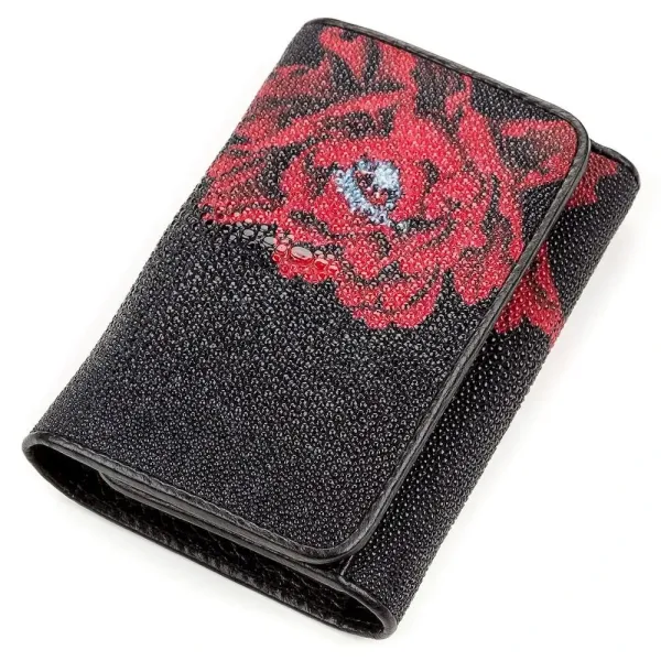 Гаманець жіночий STINGRAY LEATHER 18158 із натуральної шкіри морського ската Чорний