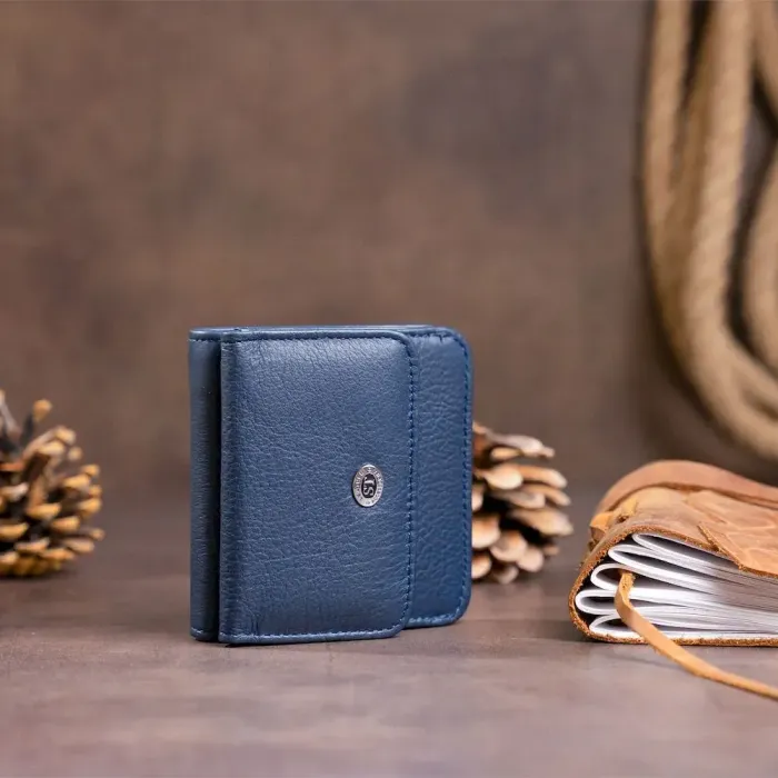 Маленький гаманець на кнопці жіночий ST Leather 19237 Темно-синій