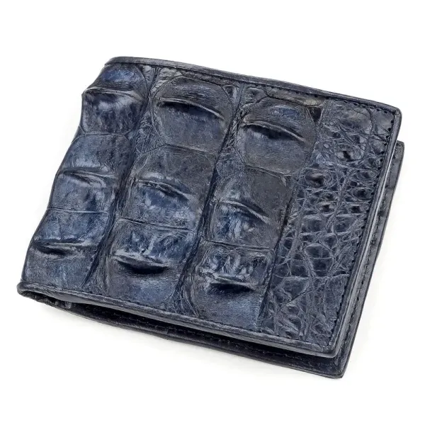 Портмоне CROCODILE LEATHER 18162 із натуральної шкіри крокодила Синє